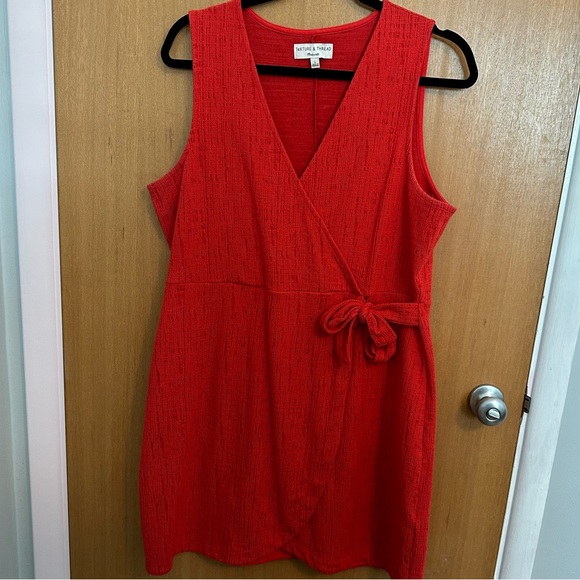 Host pick MADEWELL Texture & Thread Saffron Red Crosshatch Side-Tie Dress Large - Picture 8 of 8